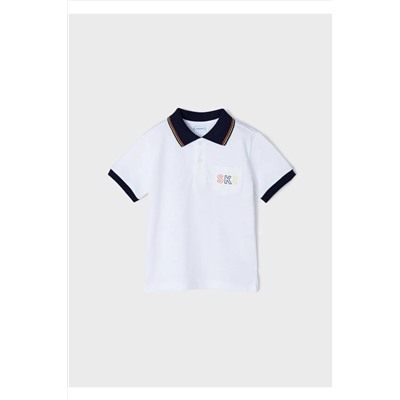 Mayoral, Çocuk Beyaz Polo Yaka T-shirt