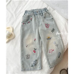 Джинсы для девочек с вышивкой