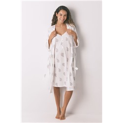 Bata larga "maternity" print sello marfil