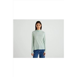 United Colors of Benetton Kadın Havacı Mavi Yün-viskoz Karışımlı Sweatshirt 122A3QKWD102F-6L2