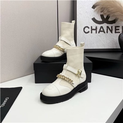 Женские ботинки с тканевым голенищем   Chane*l 🤍