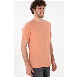 Erkek Regular Fit Bisiklet Yaka Somon Basic Tişört