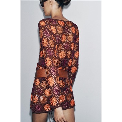 CROCHET KNIT MINI DRESS