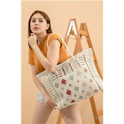 ubmbutik Desenli Kilim Seyahat Çantası Fermuarlı Plaj Çantası Otantik Piknik Çantası UBMkilimÇANTA