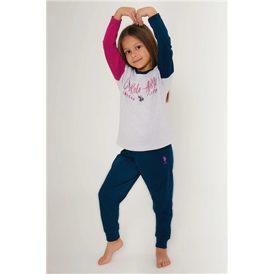 Kız Çocuk Beyaz Melanj Pijama Takımı