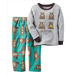2-Piece Cotton & Fleece PJs