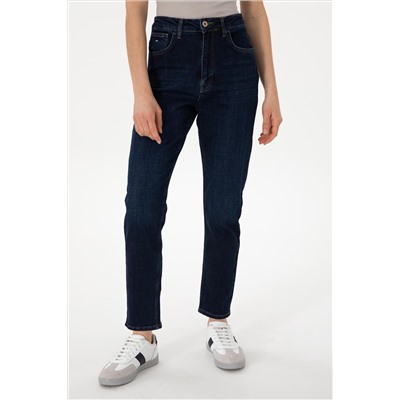Kadın Mavi Jean Mom High Waist Fit Pantolon