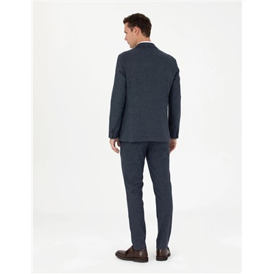 Lacivert Ekstra Slim Fit Çizgili Takım Elbise
