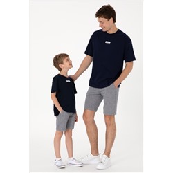 Erkek Oversize Fit Bisiklet Yaka Lacivert Tişört