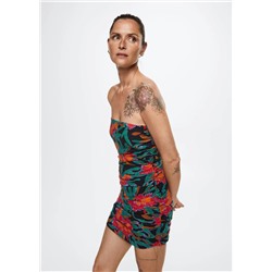 Vestido drapeado estampado -  Mujer | MANGO OUTLET España