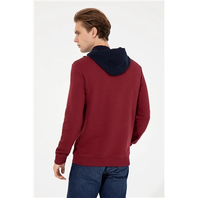 Erkek Vişne Kapüşonlu Sweatshirt