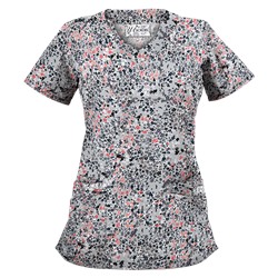 UA Spring Ditzy Silver Print Scrub Top