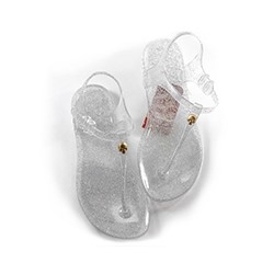 САНДАЛИИ SKULL  ПРОЗРАЧНЫЕ С ГЛИТТЕРОМ ОТ ZHOELALA / ZHOELALA SKULL WHITE CLEAR SHIMMER