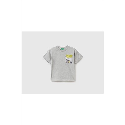 United Colors of BenettonErkek Çocuk Mix Cebi Disney Baskılı T-shirt Gri Melanj
