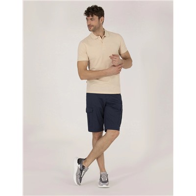 Bej Slim Fit Polo Yaka Basic Tişört