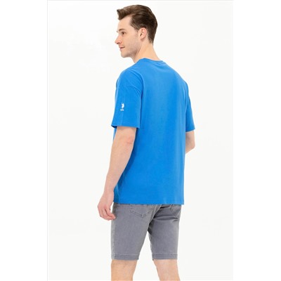 Erkek Saks Oversize Bisiklet Yaka Tişört