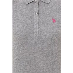 Kadın Gri Melanj Basic Polo Yaka Tişört