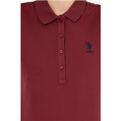Kadın Vİşne Basic Polo Yaka Tişört