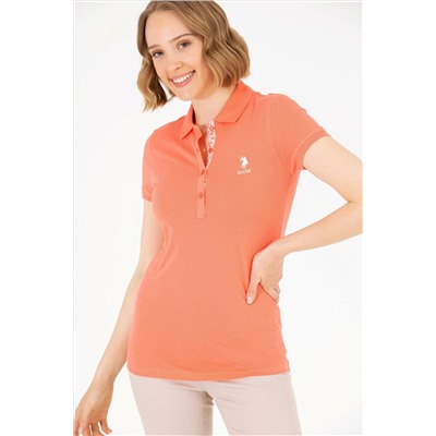 Kadın Somon Basic Polo Yaka Tişört