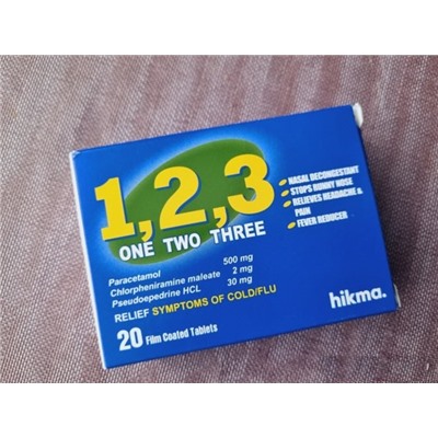 Средства для лечения простуды и гриппа  1,2,3 One Two Three 20 таблеток