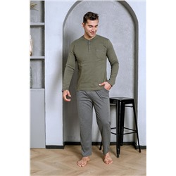 AHENGİM Man Erkek Pijama Takımı Interlok Cepli Altı Düz Pamuklu Mevsimlik M70022279 1-2-10001223