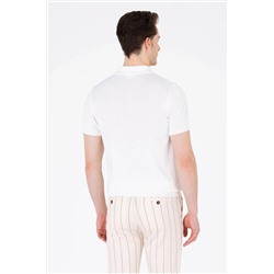 Erkek Ekru Polo Yaka Triko Kazak