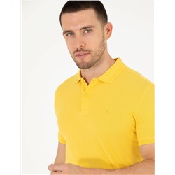 Sarı Slim Fit Polo Yaka Basic Tişört