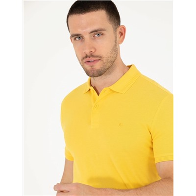 Sarı Slim Fit Polo Yaka Basic Tişört