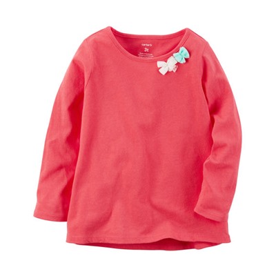 Long-Sleeve Bow Embellished Tee