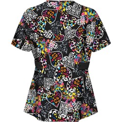 UA Butter-Soft STRETCH Splash of Love Black Scrub Top