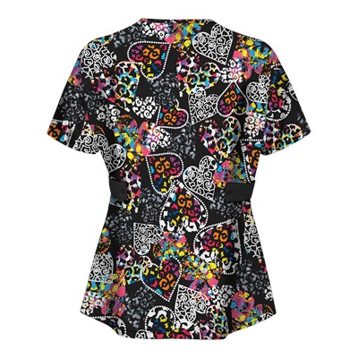 UA Butter-Soft STRETCH Splash of Love Black Scrub Top