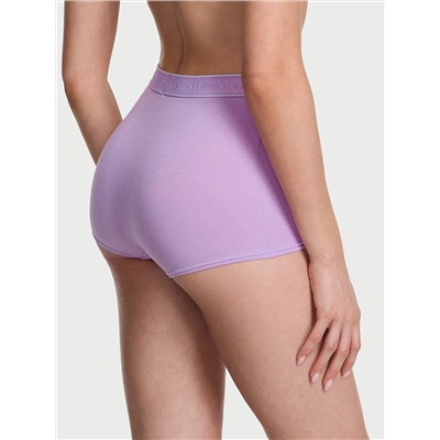 Logo Cotton High-Waist Boyshort Panty