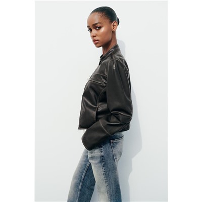 DISTRESSED LEATHER EFFECT JACKET