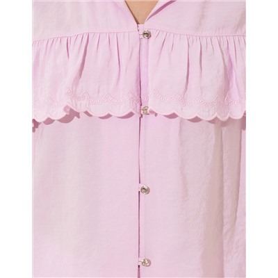 Lila Crop Top Kısa Kollu Gömlek
