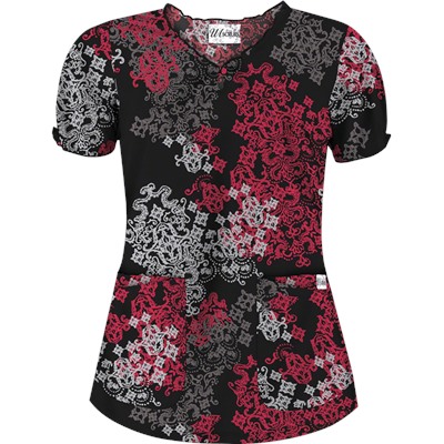 UA Exotica Black Keyhole Scrub Top