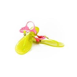 Сандалии Skull желто-малиновые с зеленым от  Zhoelala  / Zhoelala Skull yellow magenta green