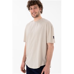 Erkek Long Fit Bisiklet Yaka Taş Basic Tişört