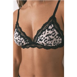 Sujetador triangular NATURAL animal print negro