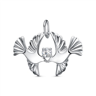 Серьги из серебра с фианитами родированные - Птицы 3101020778