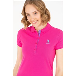 Kadın Fuşya Basic Polo Yaka Tişört