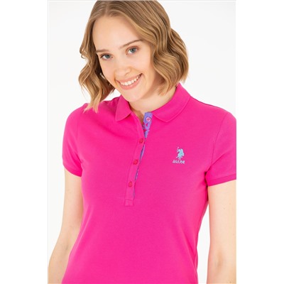 Kadın Fuşya Basic Polo Yaka Tişört