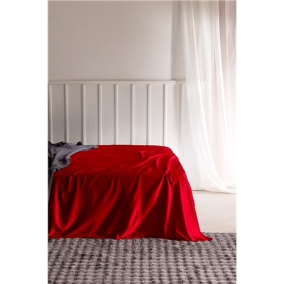 Ciel King Size %100 Pamuk Lastiksiz Saten Çarşaf - Kırmızı