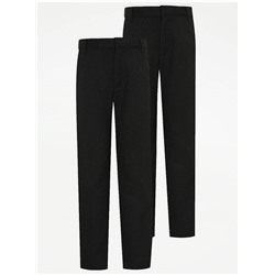 Boys Charcoal Slim Leg School Trousers 2 Pack