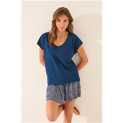 Camiseta manga corta brillo azul