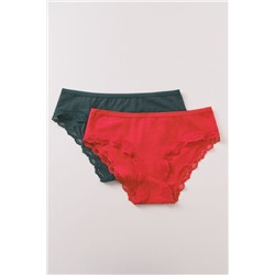 Pack 2 bragas anchas algodón rojo y verde