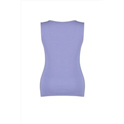 Lila Basic Fitilli Kare Yaka Örme Büyük Beden Atlet TBBSS22AL0011