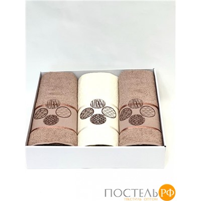 Набор полотенец Карвен "DORT DAIRE" махра 50*90(2)/70*140 HS 1643 v-4 крем/капучино