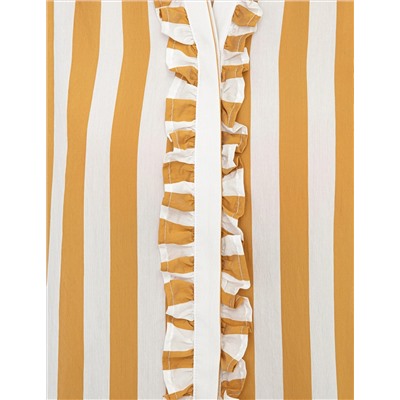 Sarı Çizgili Comfort Fit Uzun Kollu Gömlek