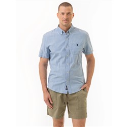 SHORT SLEEVE SLUB CHAMBRAY WOVEN SHIRT