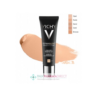 Vichy Dermablend 3D Correction Fond de Teint Resurfaçant Actif Correcteur 16h 55 Bronze 30ml